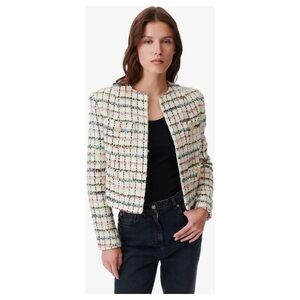 IRO 38 Women's Multicolor Tweed Jacket Brand New without Tags Moira in Ecru